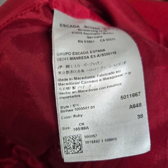 Escada Women's Red Blazer Jacket Size 38 US  6 Two Button Classic - Picture 6 of 7